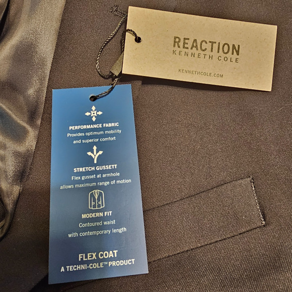 Kenneth Cole Reaction Techni-Cole Flex Suit Jacket Black 38R – NWT Blazer Modern - Picture 8 of 12